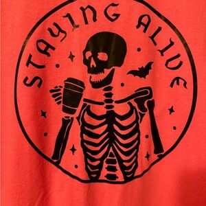 Bright Pink Skeleton Holding Coffee Cup Tshirt